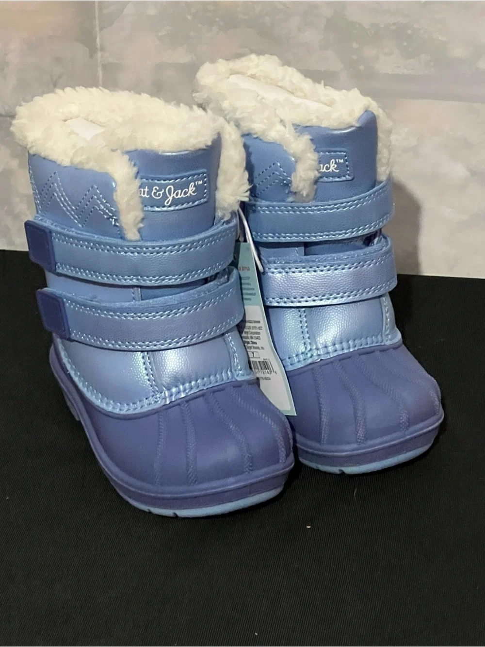 NWT Cat & Jack Toddler Winter Snow Boots Iridescent Blue Size 7
